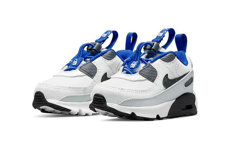 Детские кроссовки Nike Air Max 90 Toggle (белый / черный / синий) — Белый / чёрный / синий — фото 4
