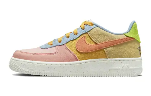 Nike Air Force 1 LV8 NN classic casual recycled material GS low-cut sneakers yellow, pink and blue, same style for men and women