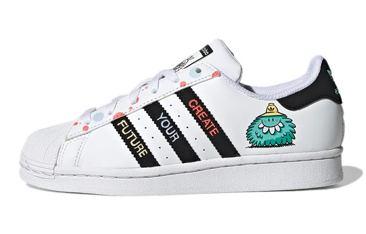Kevin Lyons x Adidas Originals J Low top Skateboard Shoes White Black Teenagers