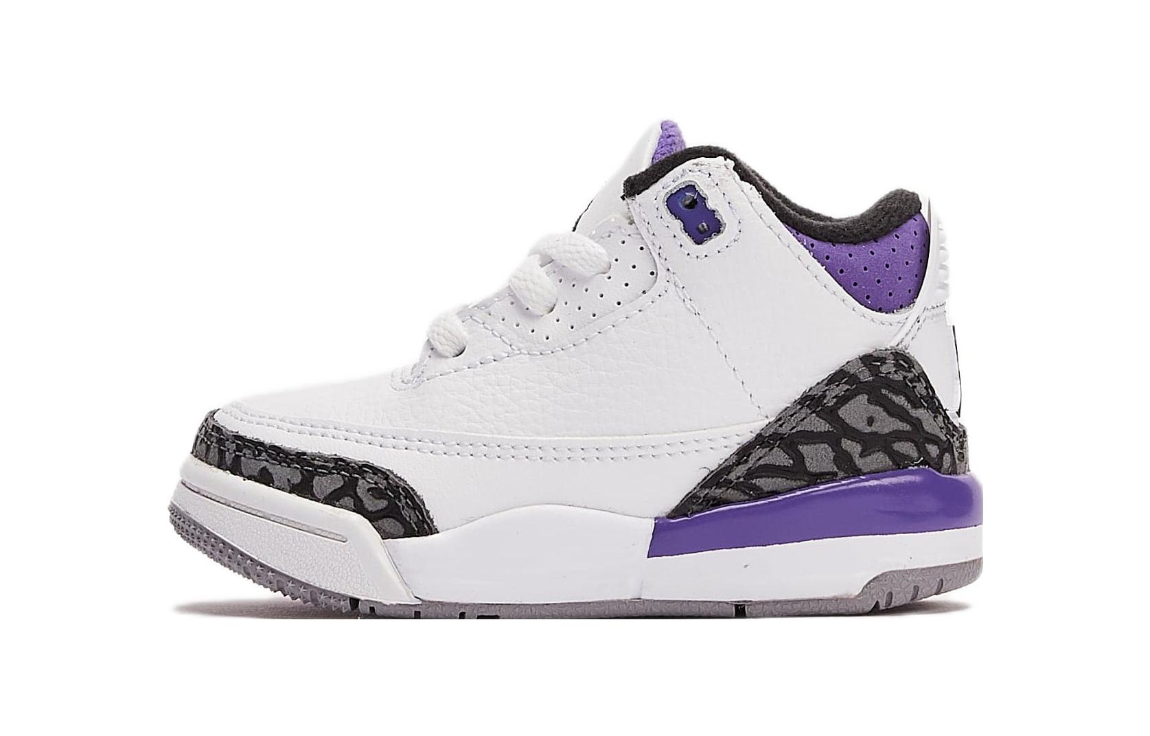 Детские кроссовки Jordan Air Jordan 3 Retro (бело-фиолетовые)