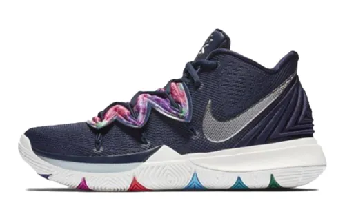 Nike Kyrie 5 Irving 5 Third Eye Vision Practical GS Non-slip, Shock Absorbing and Wear-Resistant Mid-top Basketball Shoes Navy Blue Same Style for Men and Women