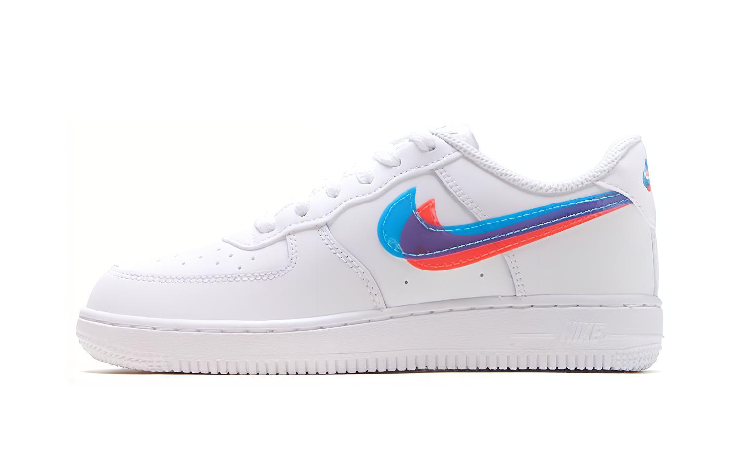Nike Air Force 1 LV8 KSA \"3D Glasses\"Naked Eye 3D Anti-slip Shoes Absorbing and Wear Resistant Low Top Children's Shoes Red Blue White Small and Medium Children