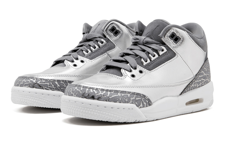Кроссовки Jordan JordanAir Jordan 3 Retro Premium Heiress Metallic Silver GS (жидкое серебро) — фото 5