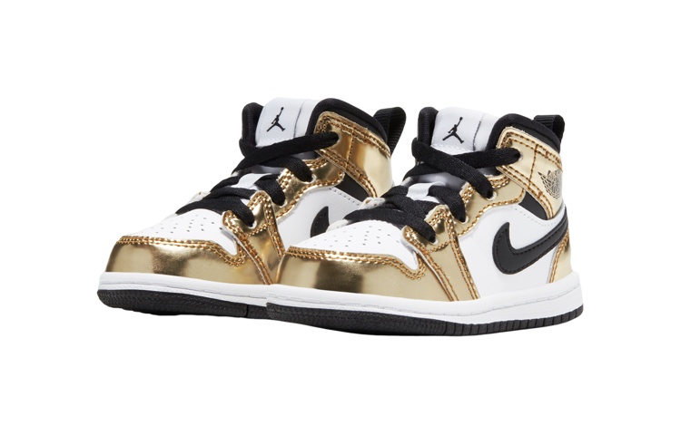 Кроссовки Jordan Air Jordan 1 Mid SE "Metallic Gold" (бело-золотые) — Белыйзолотой — фото 4