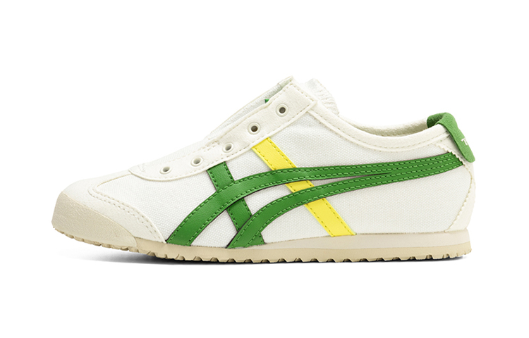 Onitsuka Tiger Onitsuka Tiger MEXICO 66 Slip-on leather retro wear-resistant low-top running shoes white green children's