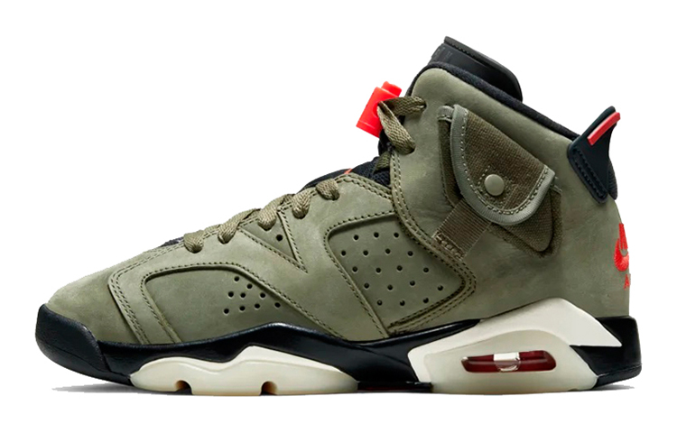 Кроссовки Jordan x Travis Scott Air Jordan 6 Medium Olive (оливковые)