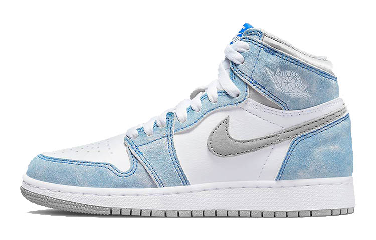 Jordan Air Jordan 1 High \"Hyper Royal\" mint wear-resistant high-top children's basketball shoes washed white and blue