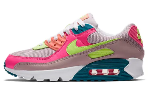 Nike Air Max 90 Cushioning Low top Running Shoes Pink Gray Yellow Unisex