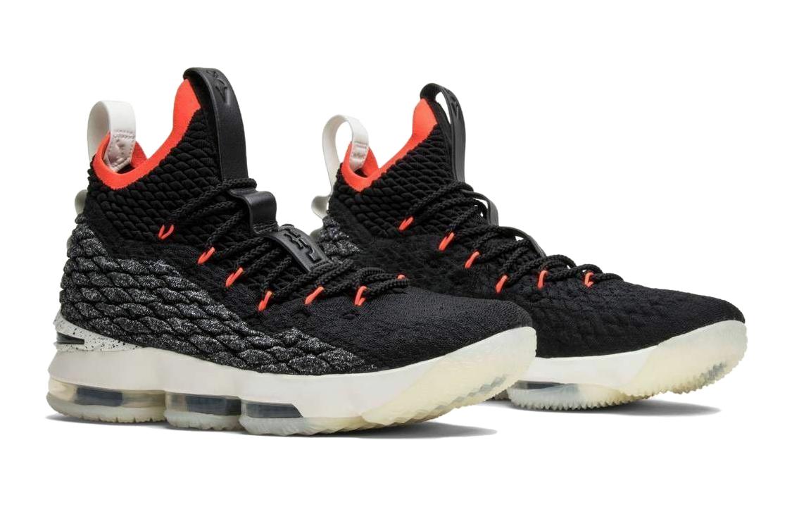 Мужские кроссовки Nike NikeLebron 15 Black Bright CrimsonGS (черно-белые) — Чёрныйбелый — фото 3