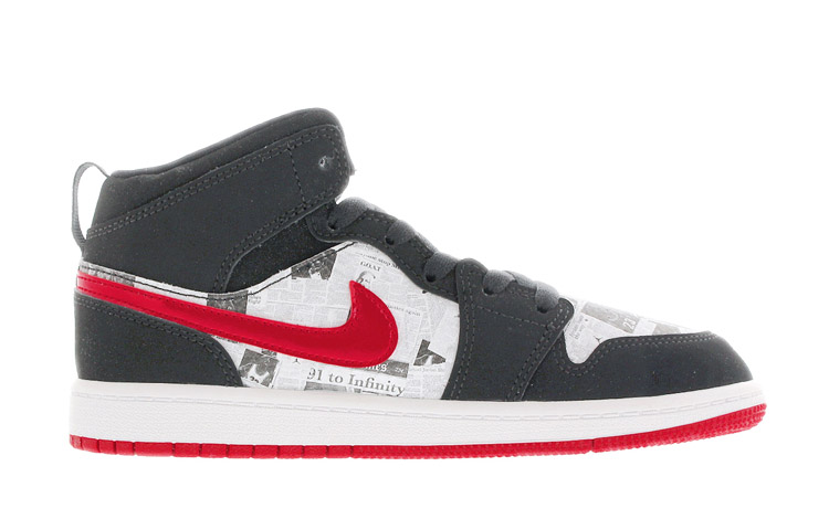 Детские кеды Jordan Air Jordan 1 Mid Newspaper Air Times (черный) — Чёрный — фото 3