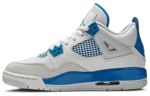 Jordan Air Jordan 4 Retro Military Blue 2012 leather comfortable casual GS mid-top basketball shoes white blue same style for men and women