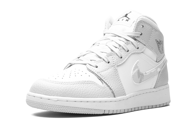 Женские кроссовки Jordan Air Jordan 1 Mid (серо-белый) — Серый / белый — фото 5
