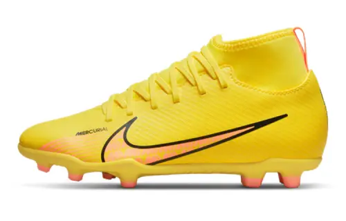 Nike Mercurial Superfly 9 Assassin 15 Club FG/MG Multi-field Anti-slip Shoes Absorbing and Wear-resistant Middle-top Football Shoes Yellow Powder Children's Style