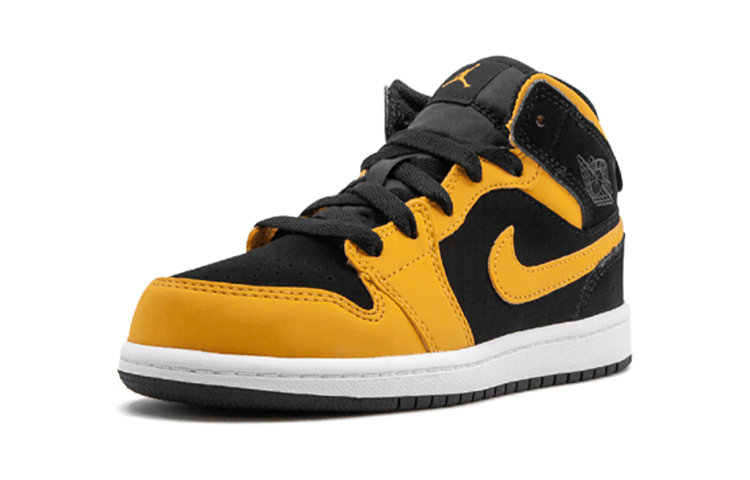 Кроссовки Jordan Air Jordan 1 (черно-белые) — Чёрный / жёлтый — фото 2