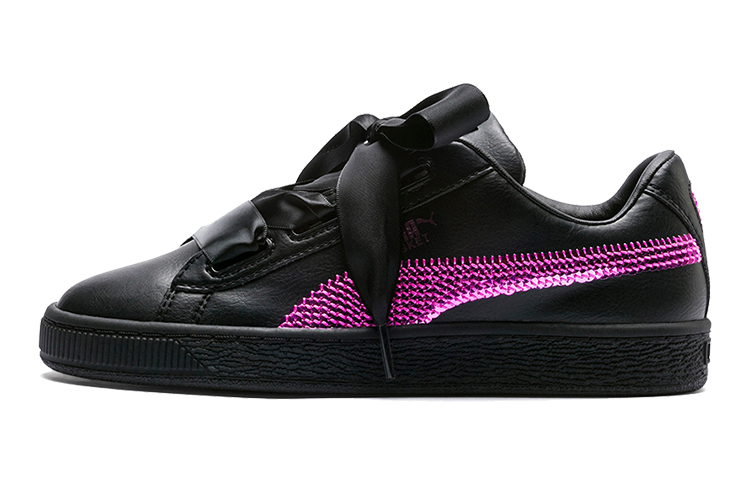 Детские кеды PUMA Basket Heart Bling (черно-фиолетовые)