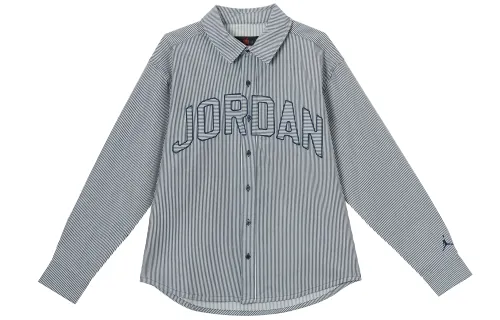 Jordan Air Shirts Men's Blue Gray Lapel Moderate