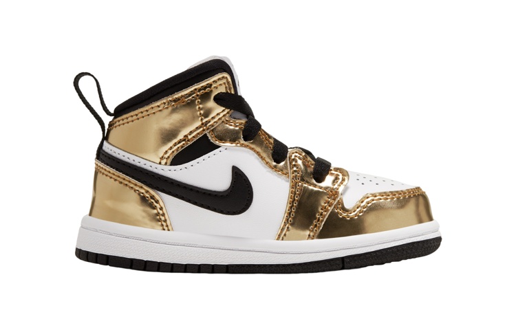 Кроссовки Jordan Air Jordan 1 Mid SE "Metallic Gold" (бело-золотые) — Белыйзолотой — фото 3