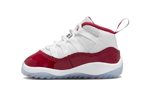 Jordan Air Jordan 11 Retro 3/4 trendy retro wear-resistant mid-top toddler shoes white red blue baby