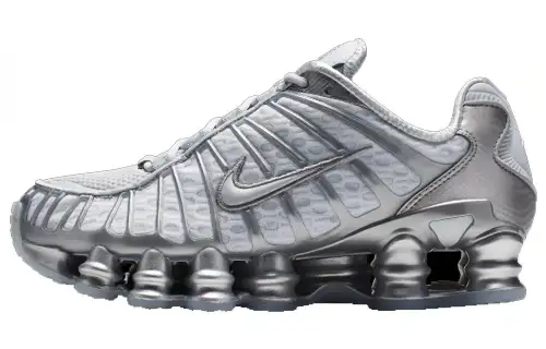 Nike Shox TL series, increased air column, shock-absorbing, breathable and lightweight, low-cut lifestyle shoes, women's style, silver