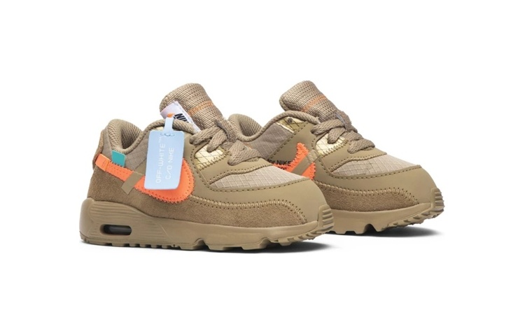 Детские кроссовки Nike Air Max 90 The Ten OFF-WHITE Desert Ore (бежевые) — 沙漠黄 — фото 3