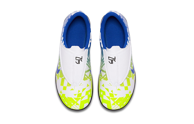Детские бутсы Nike Mercurial Vapor 13 Club NJR (зелено-сине-белые) — Зелёный / синий / белый — фото 5