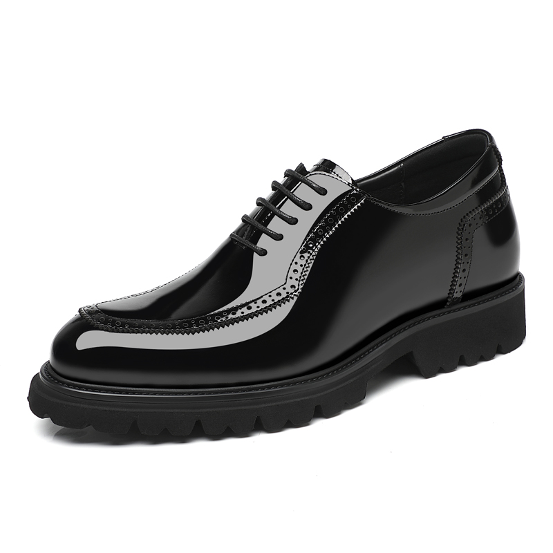 LCB first layer cowhide, 8cm height increase, brogue wedding shoes, British formal leather shoes, men's style