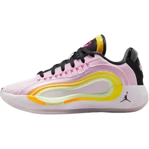 Jordan Luka 4 Low top Basketball Shoes Light Arctic Pink/Black/Optical Yellow/Laser Orange Unisex
