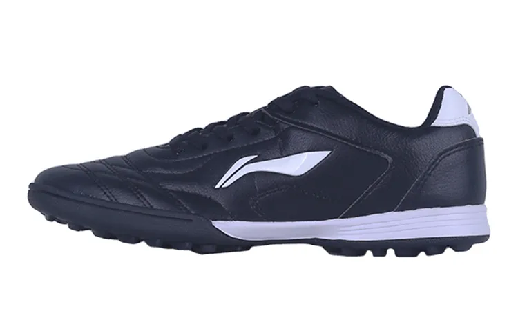 Li Ning TF Turf Comfortable Slip Resistant Cushioning Abrasion Resistant Low top Soccer Shoes Black White Kids'
