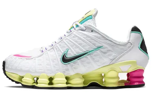 Nike Shox TL series White/Lime Green comfortable air column sports shock-absorbing and non-slip low-cut lifestyle shoes for women white color
