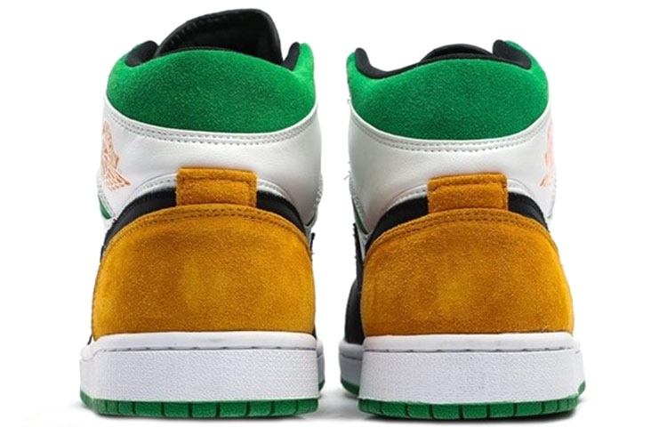 Кроссовки Jordan JordanAir Jordan 1 Mid GS (белый / зеленый / желтый) — Белый / зелёный / жёлтый — фото 13