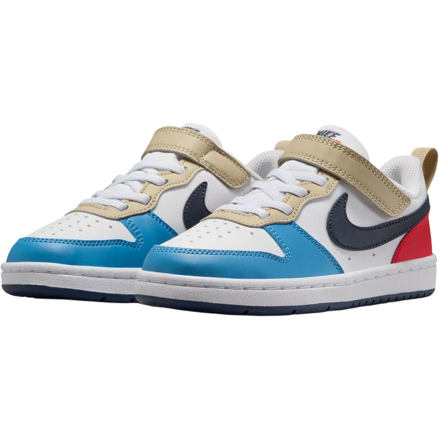 Детские кроссовки Nike Court Borough Low Recraft (белые с синим и красным) — Белый / синий / красный — фото 5