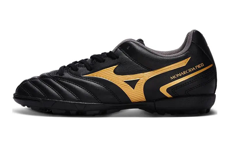 Mizuno Abrasion Resistant Low top Kids' Soccer Shoes Black Gold