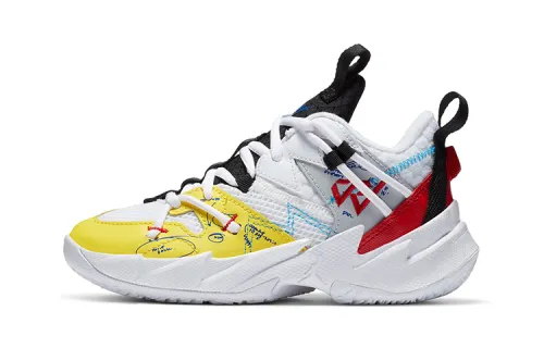 Jordan Why Not Zer0.3 SE Westbrook 3 Anti-slip, Shock Absorbing and Wear-Resistant Mid-top Practical Basketball Shoes White Yellow Red Children's