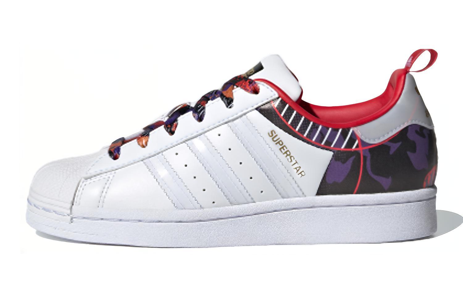 Кеды adidas originals Superstar J (бело-черно-фиолетовые)