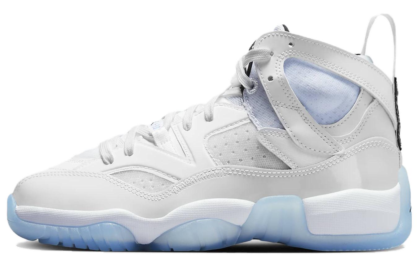 Jordan Jumpman Two Trey Leather Slip Resistant Cushioning Abrasion Resistant High top Basketball Shoes White Unisex