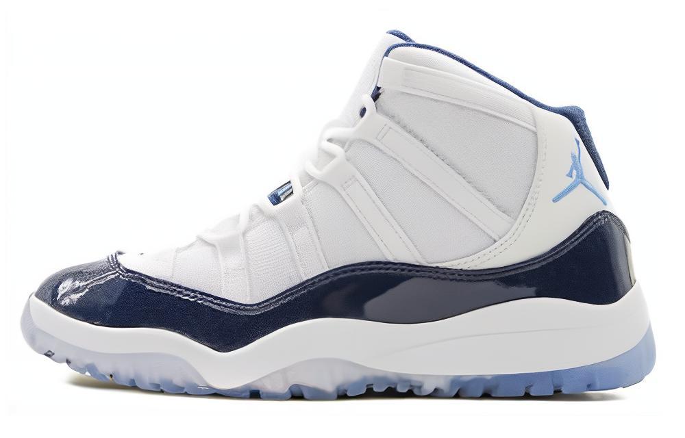 Jordan Air Jordan 11 High Top Children's Basketball Shoes North Carolina Blue Children's and Middle School