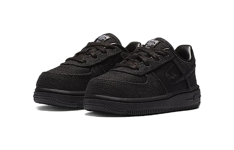 Детские кеды Stussy x Nike Air Force 1 (черные) — фото 5
