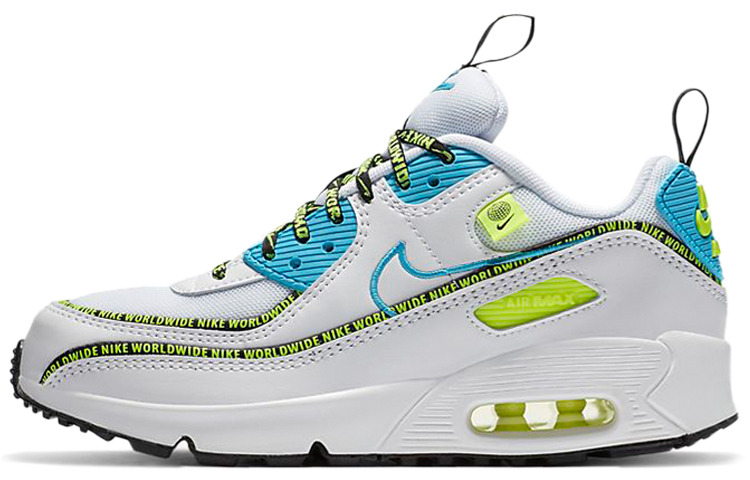 Кроссовки Nike Air Max 90 SE2 (бело-сине-желтые)