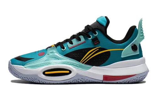 LiNing Li Ning City 10 Youth Edition Wade non-slip wear-resistant low-top children's basketball shoes blue and black