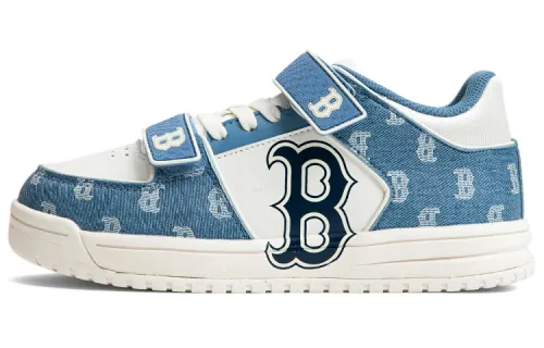 MLB Chunky Liner Canvas Leather Thick Lined Denim Letters Comfortable Everyday Low-top Life Casual Shoes Dark Sky Blue Children's Style