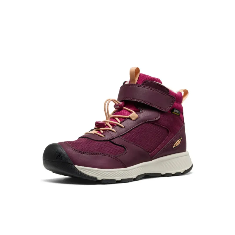 KEEN mesh leather Skua series, lively and youthful, waterproof, breathable, lightweight, shock-absorbing support, high-top children's boots, rose purple/white, teenagers