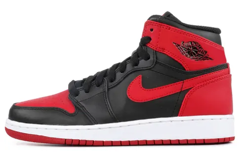 Jordan Air Jordan 1 Retro Bred 2013 GS anti-slip shock-absorbing high-top basketball shoes black and red same style for men and women