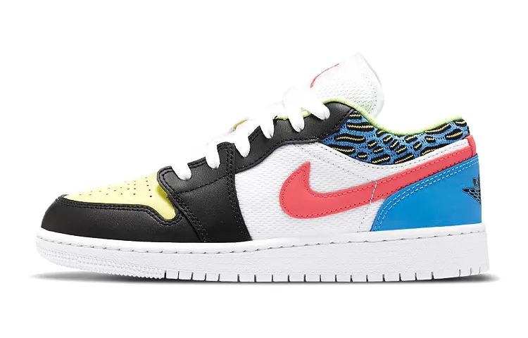 Jordan Air Jordan 1 Low top Children's Basketball Shoes Black Yellow Blue Unisex