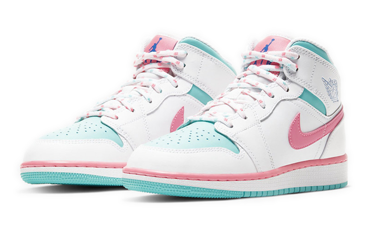 Кеды Jordan Air Jordan 1 Mid (бело-сине-розовые) — фото 8