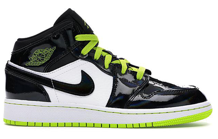 Кроссовки Jordan JordanAir Jordan 1 Mid Black Cyber Mystic Green GS (зеленый / черный) — Зелёный / чёрный — фото 4
