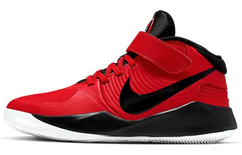 Nike Team Hustle D 9 FlyEase Slip Resistant Cushioning Abrasion Resistant Breathable Mid top Basketball Shoes Red Black