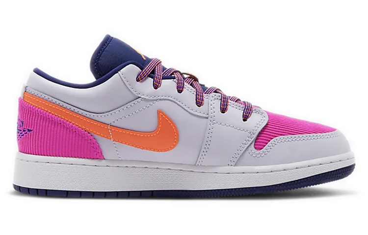 Кеды Jordan Air Jordan 1 Low (серые с оранжевым) — Серыйоранжевый — фото 2