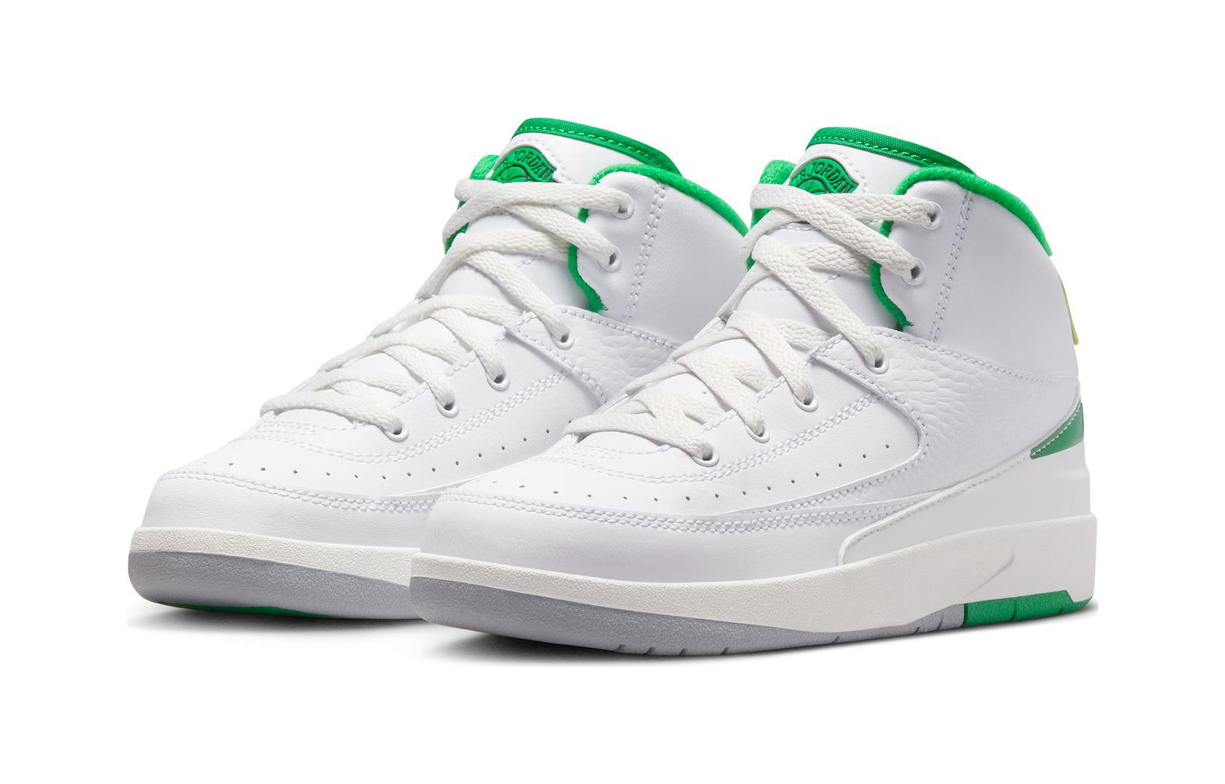 Детские кроссовки Jordan Air Jordan 2 "Lucky Green" PS (бело-зеленые) — Белый / зелёный — фото 5