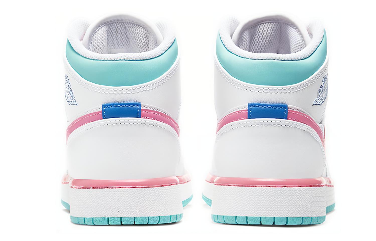 Кеды Jordan Air Jordan 1 Mid (бело-сине-розовые) — фото 10