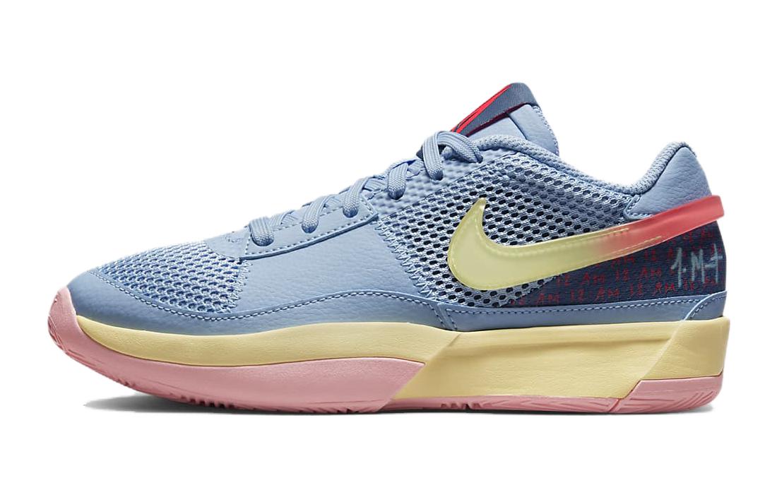 Nike Ja 1 Morant Generation \"Sunrise Enfant\" Comfortable and versatile, non-slip, shock-absorbing and breathable, low-cut children's basketball shoes, blue and yellow